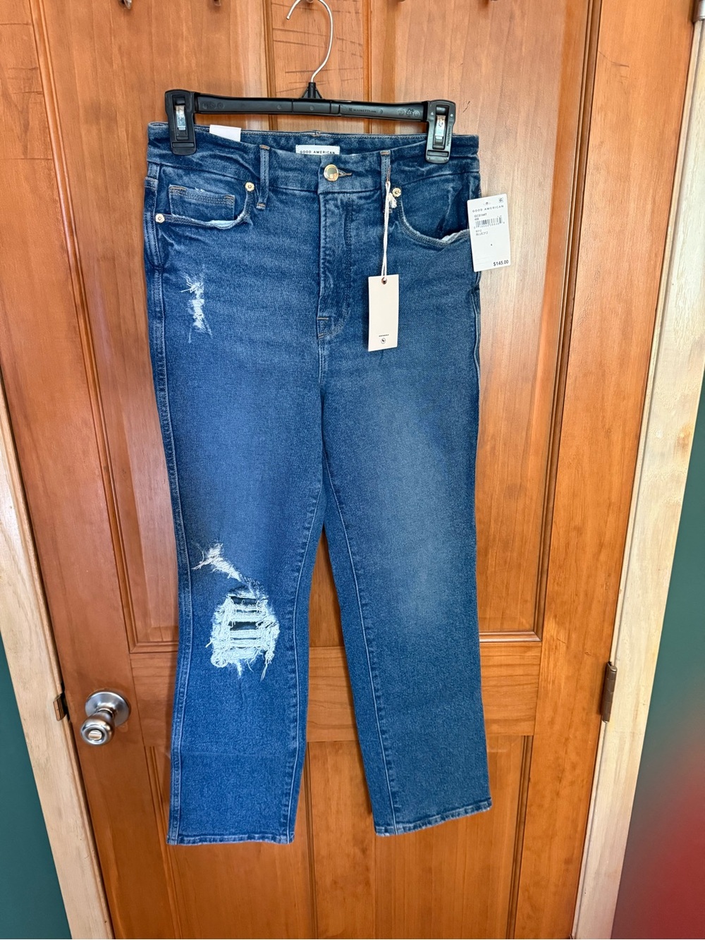 Good American Blue Women's High-Rise Distressed Jeans